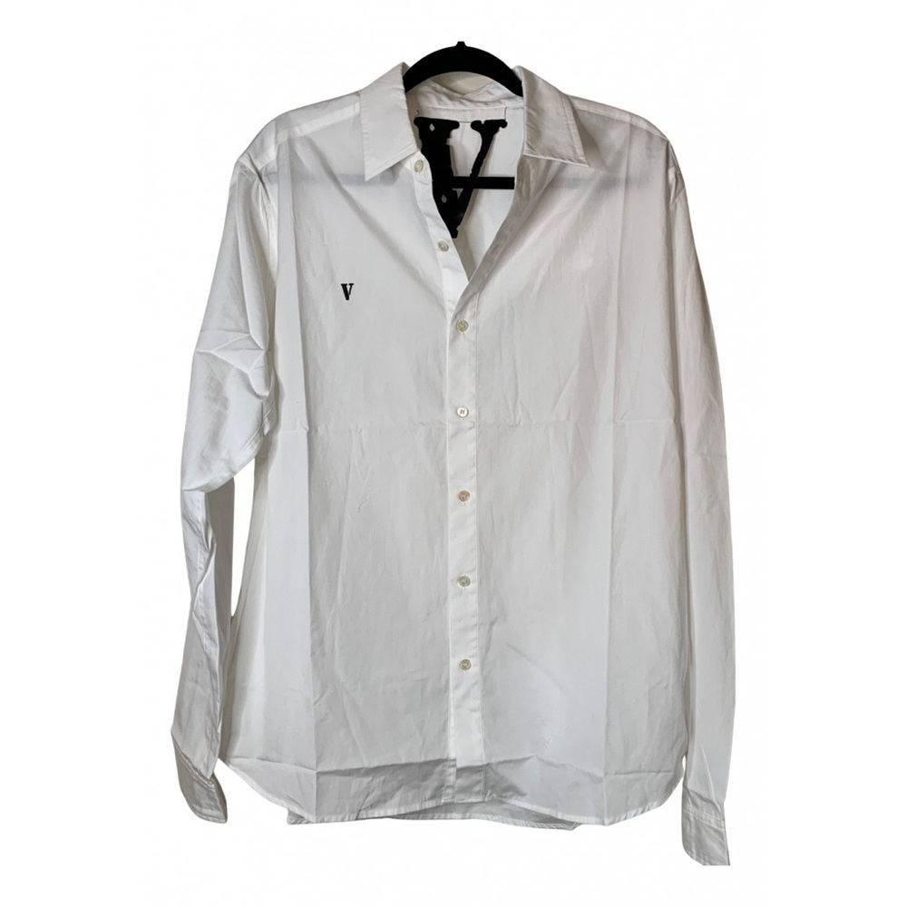 Vlone men’s button up long sleeve shirt. White